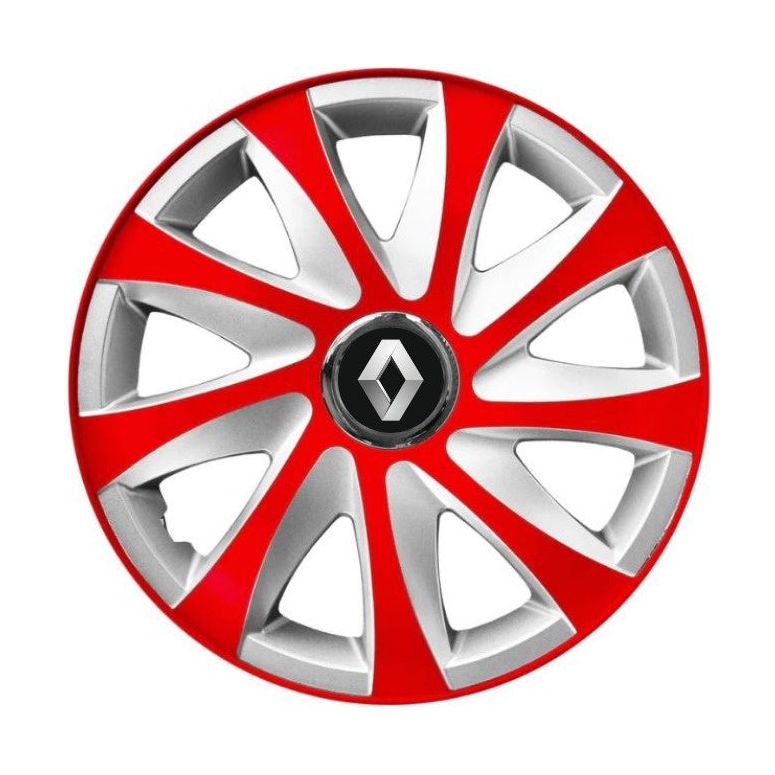 Set 4 capace roti 15 inchi R15 Drift Rosu-Gri, Compatibil cu Renault