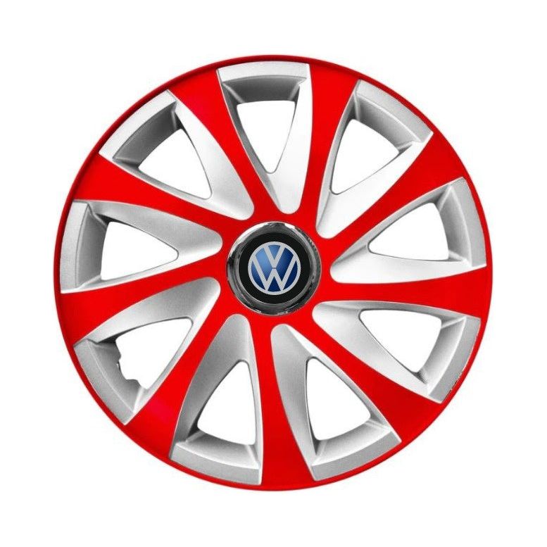 Set 4 capace roti 15 inchi R15 Drift Rosu-Gri, Compatibil cu Volkswagen