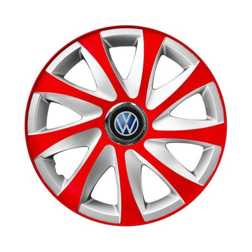 Set 4 capace roti 15 inchi R15 Drift Rosu-Gri, Compatibil cu Volkswagen