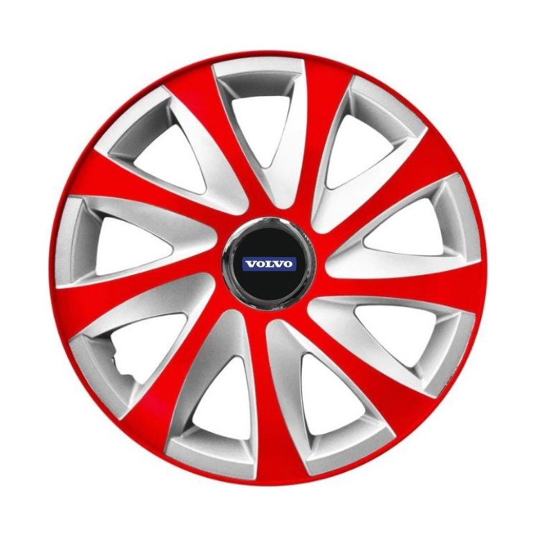 Set 4 capace roti 15 inchi R15 Drift Rosu-Gri, Compatibil cu Volvo