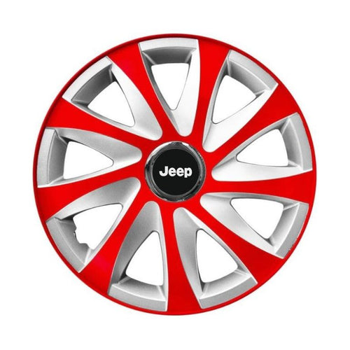4 db-os 16 colos R16 Drift piros-szürke dísztárcsa szett, Jeep kompatibilis