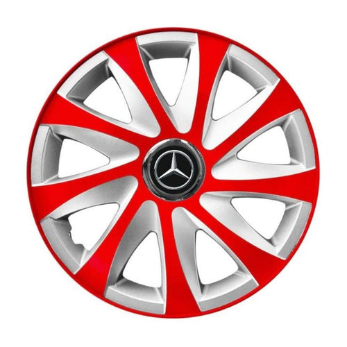 4 db-os 16 colos R16-os Drift piros-szürke dísztárcsa szett, Mercedes-hez kompatibilis