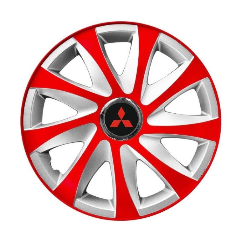 4 db-os 16 colos R16 Drift piros-szürke dísztárcsa szett, Mitsubishi-kompatibilis