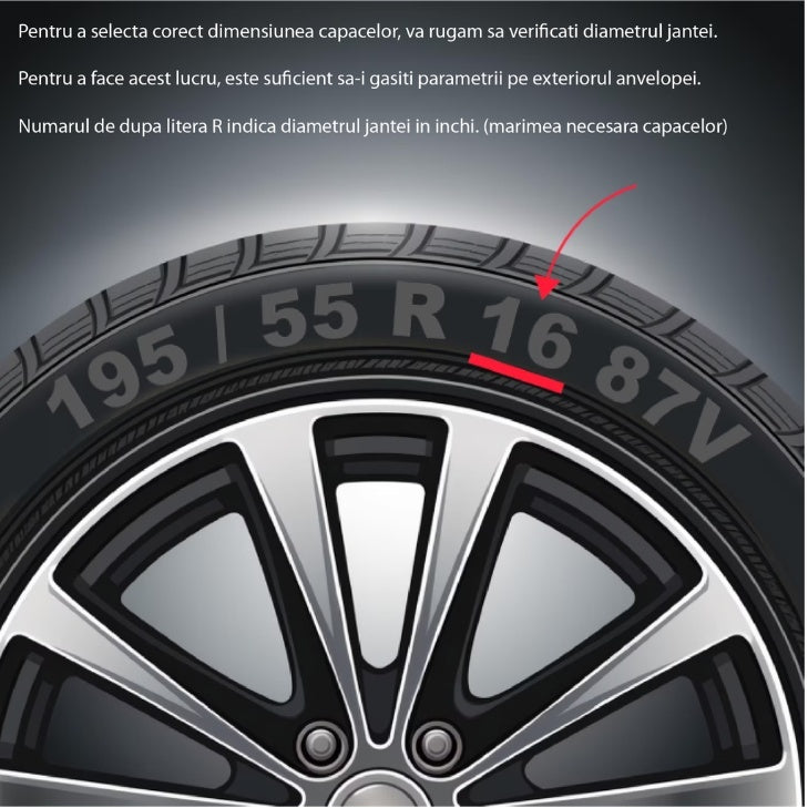 Set 4 capace roti Joy Negru R17 Compatibil Cu Mercedes-Benz