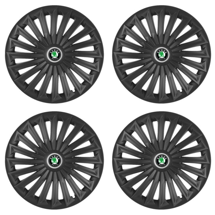 Set 4 capace roti Joy Negru R17 pentru gama auto Skoda