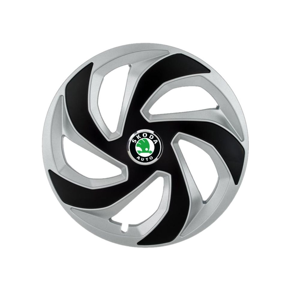 Set 4 capace roti Lama dual crom R14 pentru gama auto Skoda
