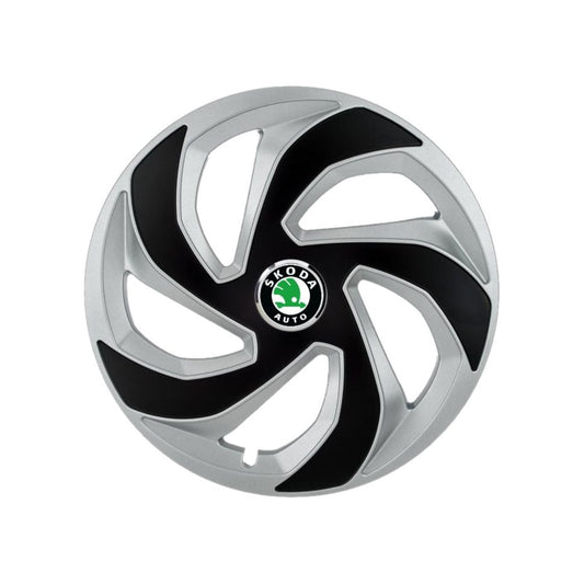 Set 4 capace roti Rex Gri-Negru R15 pentru gama auto Skoda