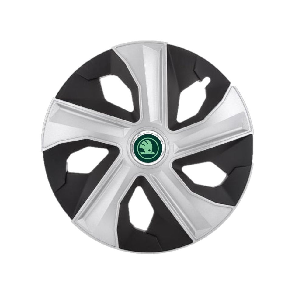 Set 4 Capace Roti Luna Gri-Negru R16, pentru Skoda Nou Verde