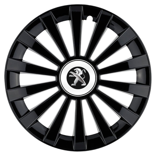 Set 4 capace roti Meridian negru R15 Compatibil Cu Peugeot