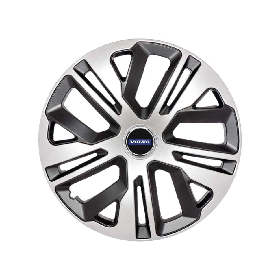 Set 4 capace roti, model Raven Gri-Negru R15, pentru gama auto Volvo