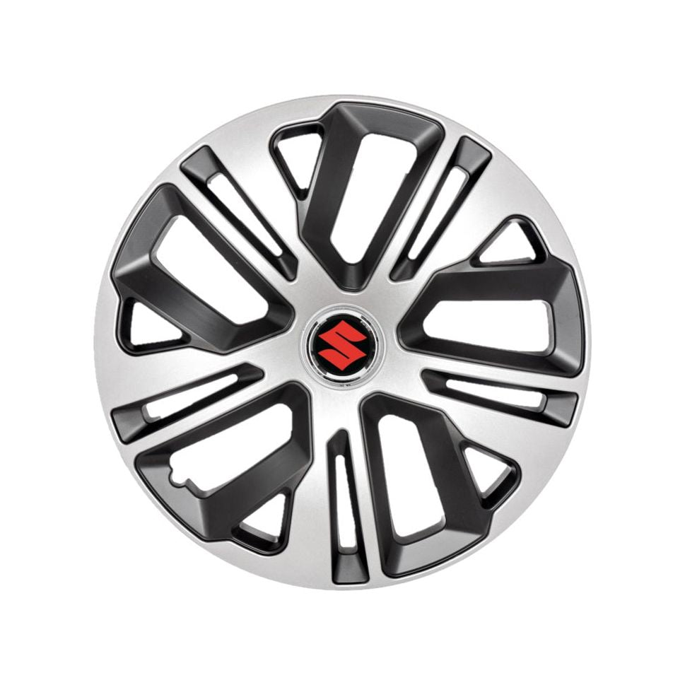 Set 4 capace roti, model Raven Gri-Negru R16, pentru gama auto Suzuki