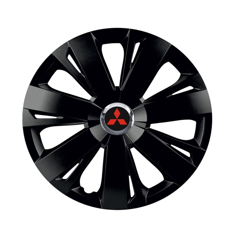 Set 4 capace roti Negre Cu Inel Cromat Energy R14 pentru gama auto Mitsubishi
