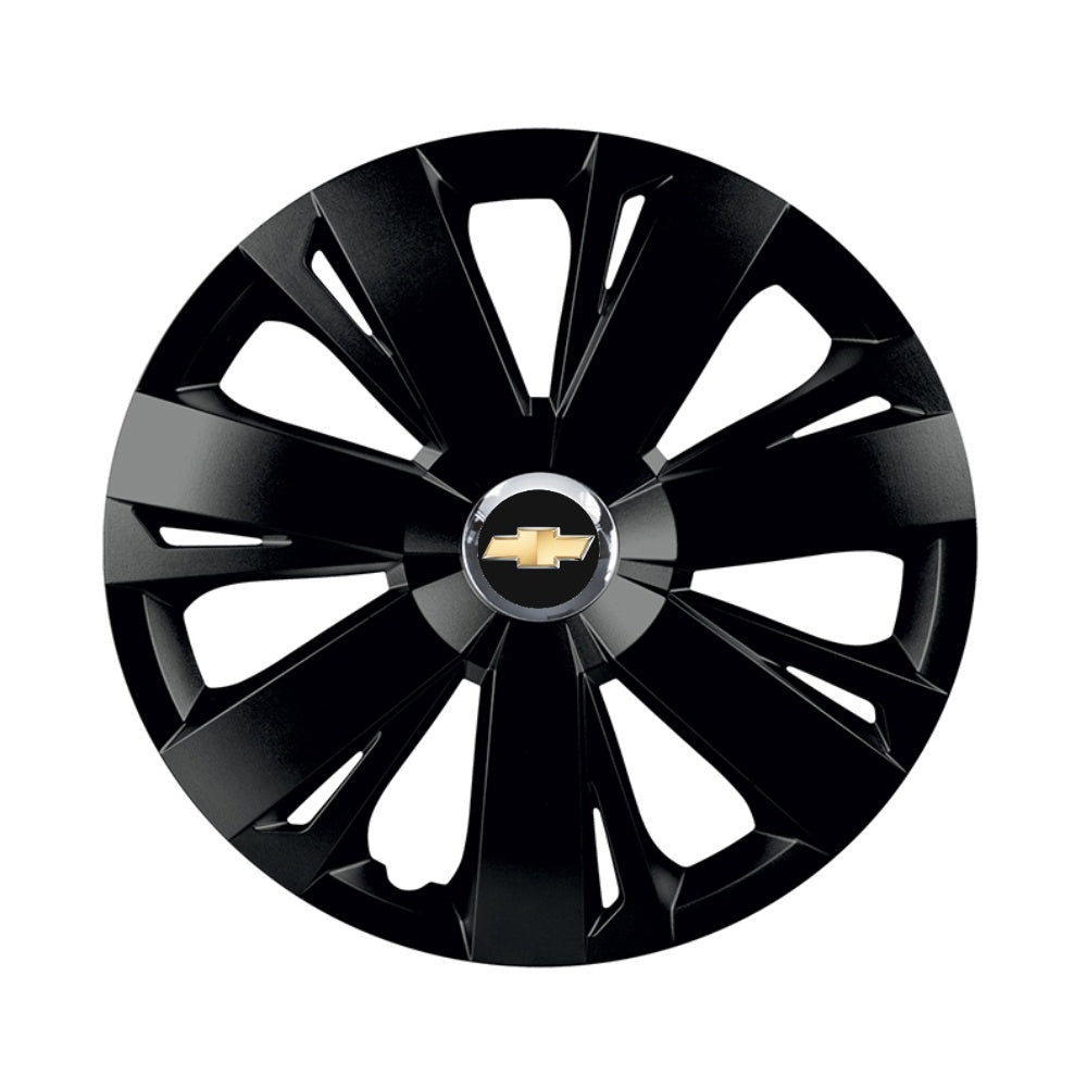 Комплект 4 черни тасове с хромиран ринг Energy R14 съвместими с Chevrolet