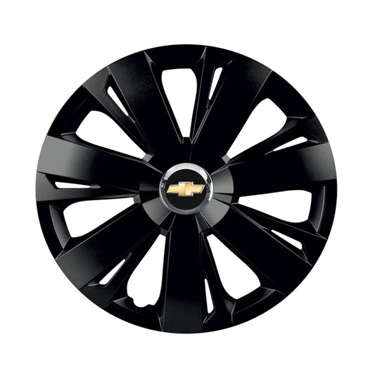 Set 4 capace roti Negre Cu Inel Cromat Energy R14 Compatibil Cu Chevrolet