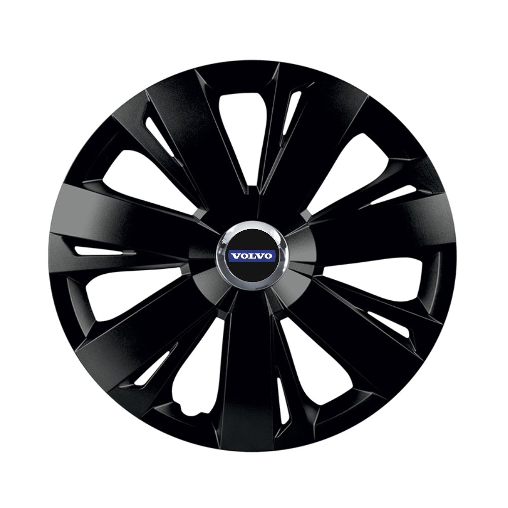 Set 4 capace roti Negre Cu Inel Cromat Energy R15 pentru gama auto Volvo