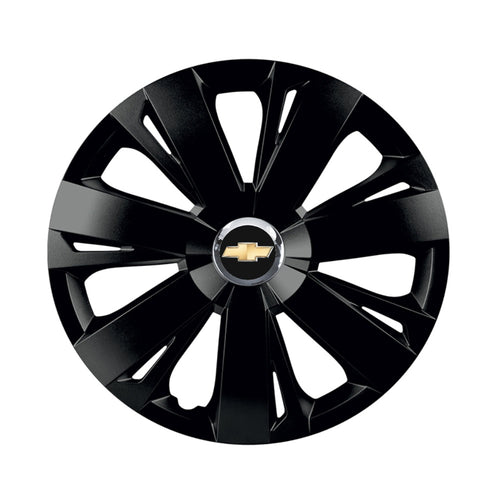 Комплект 4 черни тасове с хромиран ринг Energy R15, съвместими с Chevrolet