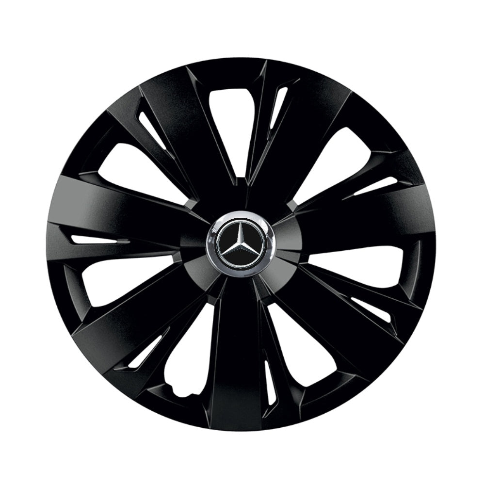 Set 4 capace roti Negre Cu Inel Cromat Energy R16 pentru gama auto Mercedes-Benz