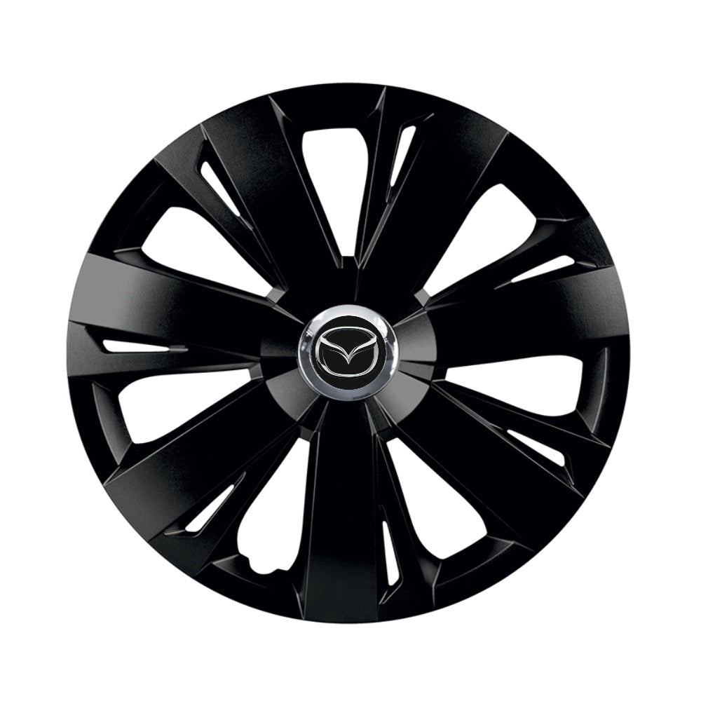 Set 4 capace roti Negre Cu Inel Cromat Energy R16 pentru gama auto Mazda