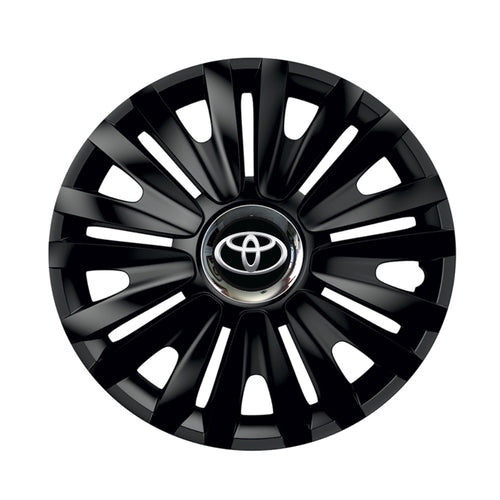 Комплект 4 черни тасове с хромиран ринг Royal R14, съвместими с Toyota