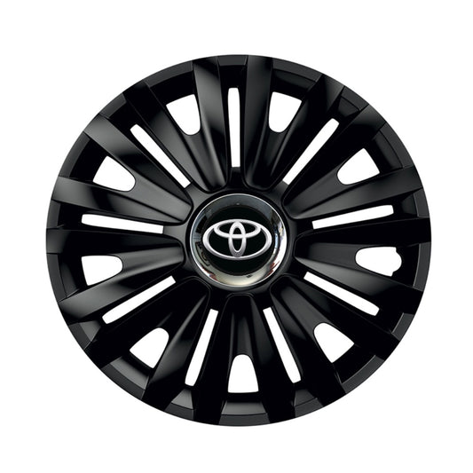 4 db-os fekete dísztárcsa króm gyűrűvel, Royal R14, Toyota kompatibilis