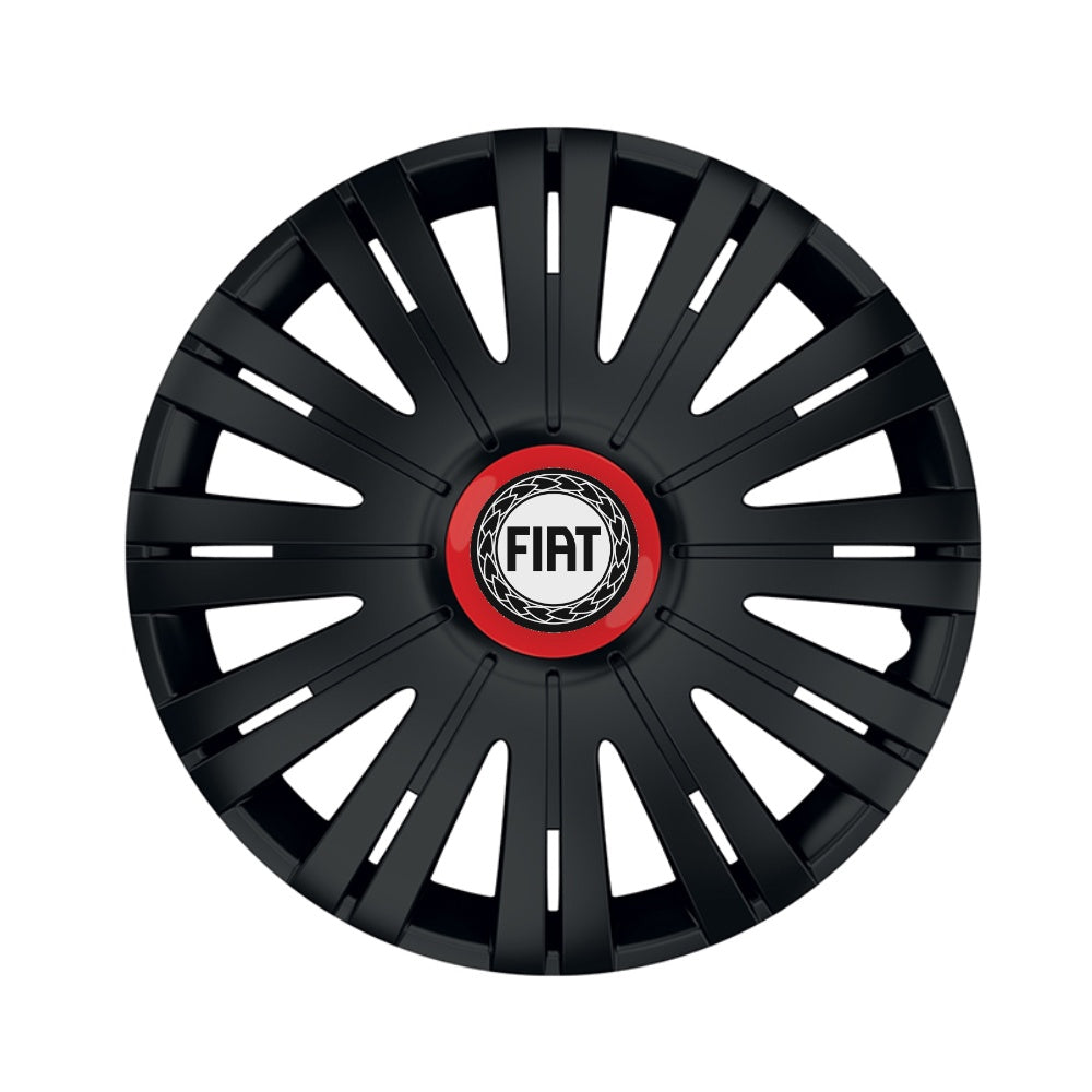 Комплект 4 черни тасове с червен пръстен Active R14 съвместими с Fiat