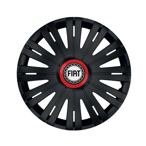 Комплект 4 черни тасове с червен пръстен Active R14 съвместими с Fiat