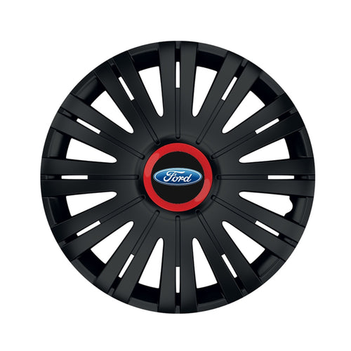 4 db-os fekete dísztárcsa piros gyűrűvel, Active R14, Ford kompatibilis