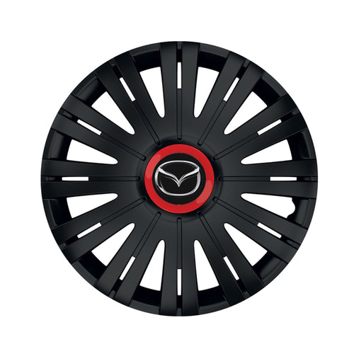 Set 4 capace roti Negre Cu Inel Rosu Active R14 Compatibil Cu Mazda