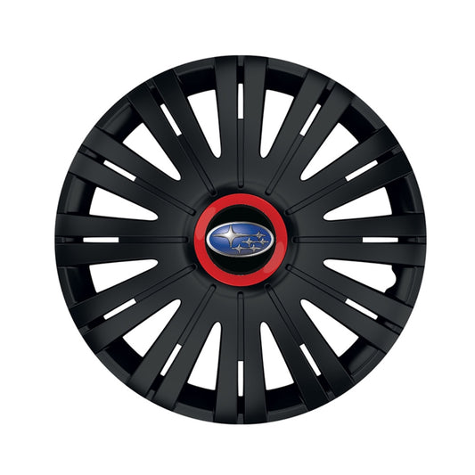 Set 4 capace roti Negre Cu Inel Rosu Active R14 Compatibil Cu Subaru