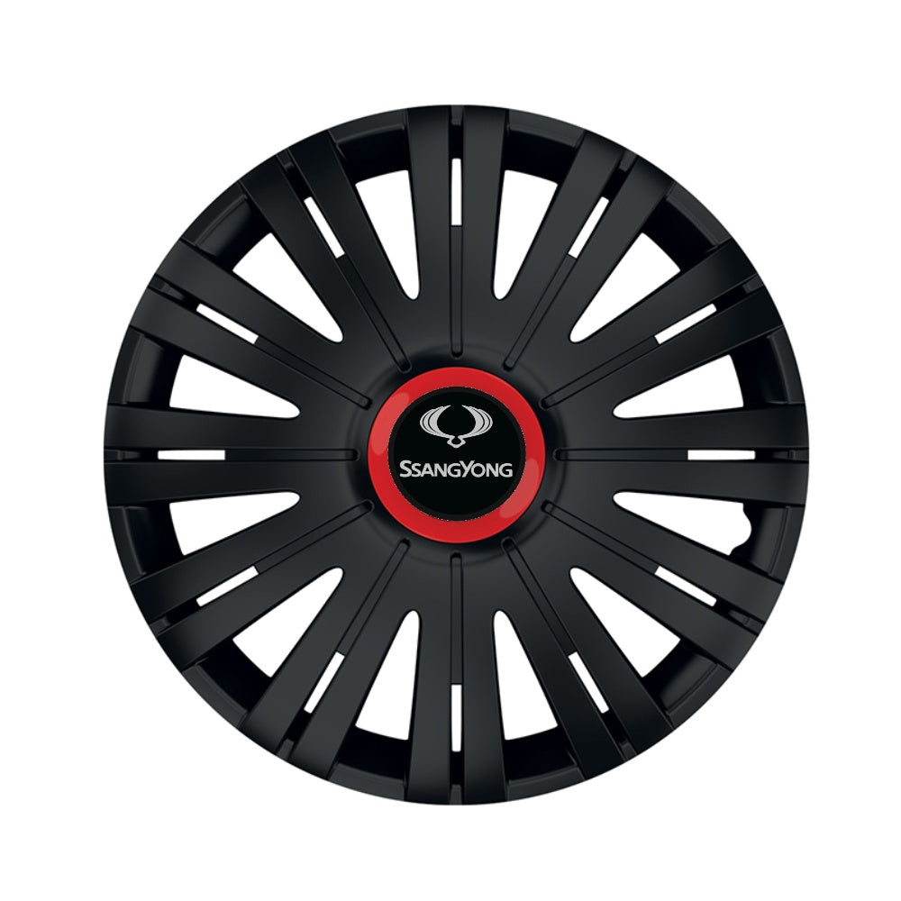 Set 4 capace roti Negre Cu Inel Rosu Active R14 Compatibil Cu SsangYoung
