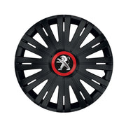 Set 4 capace roti Negre Cu Inel Rosu Active R14 Compatibil Cu Peugeot