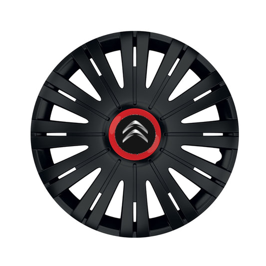 Set 4 capace roti Negre Cu Inel Rosu Active R14 Compatibil Cu Citroen