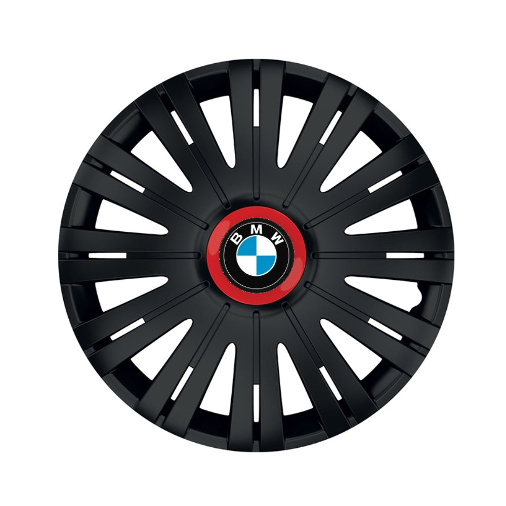 4 db-os fekete dísztárcsa piros gyűrűvel, Active R15, BMW-kompatibilis
