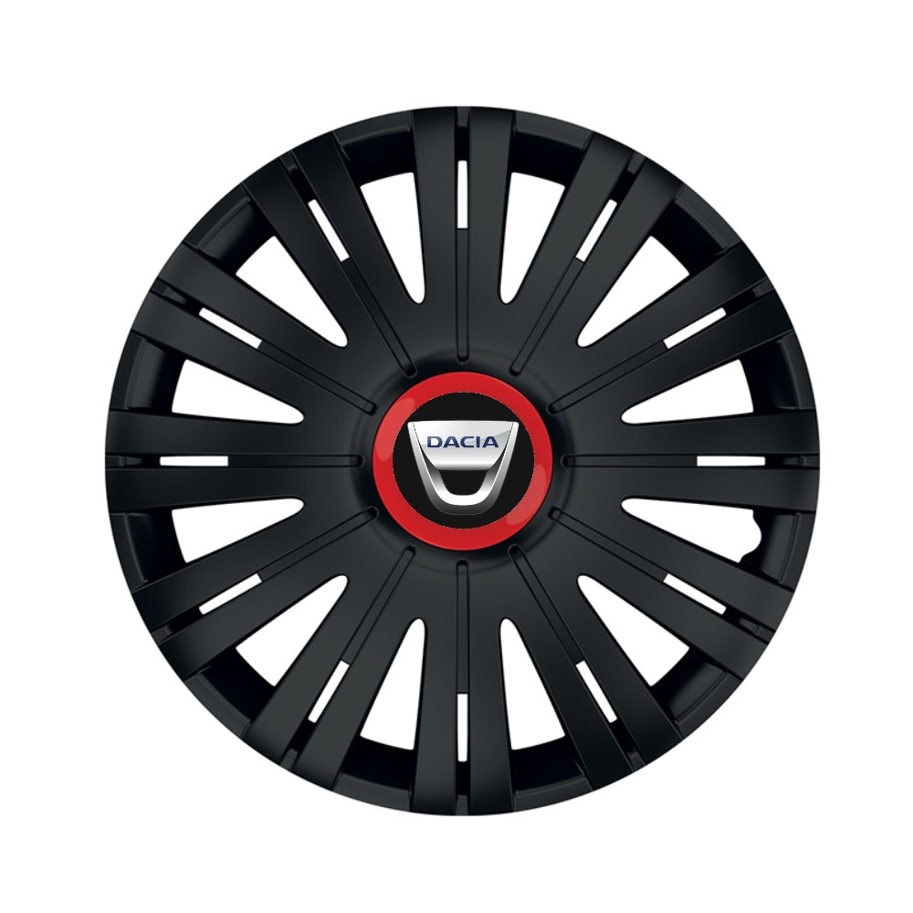 Set 4 capace roti Negre Cu Inel Rosu Active R15 Compatibil Cu Dacia
