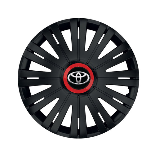 Set 4 capace roti Negre Cu Inel Rosu Active R15 Compatibil Cu Toyota