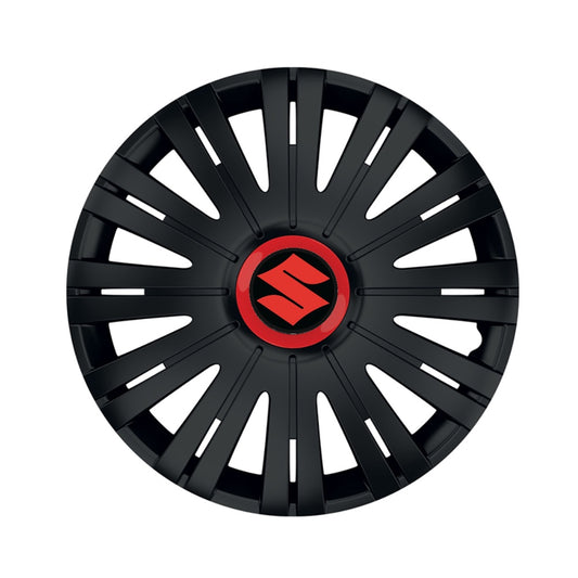 Set 4 capace roti Negre Cu Inel Rosu Active R15 Compatibil Cu Suzuki