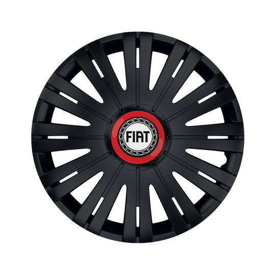 Set 4 capace roti Negre Cu Inel Rosu Active R16 Compatibil Cu Fiat