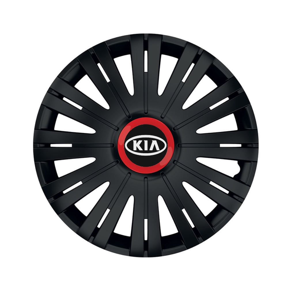 Set 4 capace roti Negre Cu Inel Rosu Active R16 pentru gama auto Kia