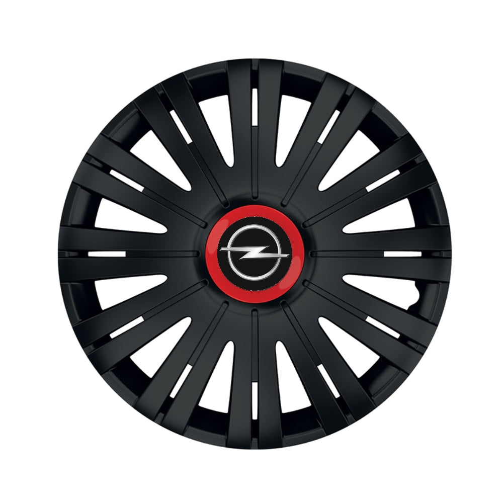 Set 4 capace roti Negre Cu Inel Rosu Active R16 pentru gama auto Opel