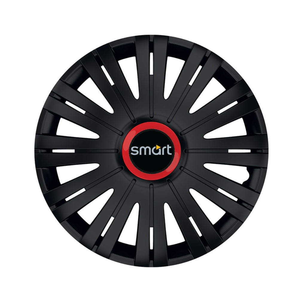 Set 4 capace roti Negre Cu Inel Rosu Active R16 pentru gama auto Smart