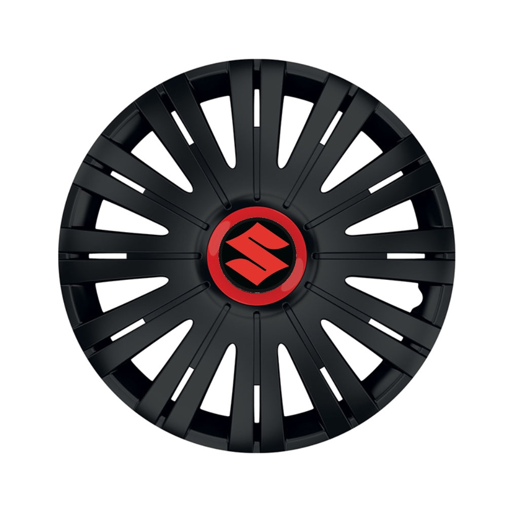 Set 4 capace roti Negre Cu Inel Rosu Active R16 pentru gama auto Suzuki