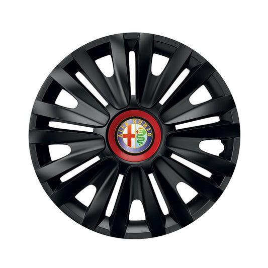Set 4 capace roti Negre Cu Inel Rosu Royal R14 Compatibil Cu Alfa Romeo