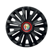 Set 4 capace roti Negre Cu Inel Rosu Royal R14 Compatibil Cu Alfa Romeo