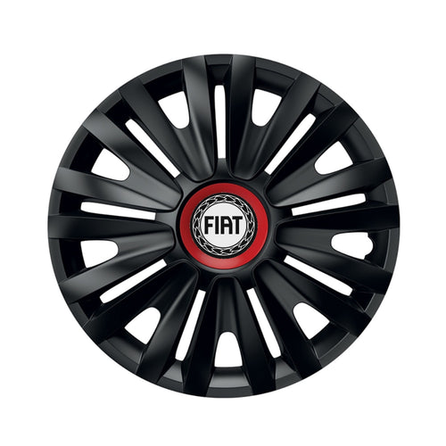 Set 4 capace roti Negre Cu Inel Rosu Royal R14 Compatibil Cu Fiat