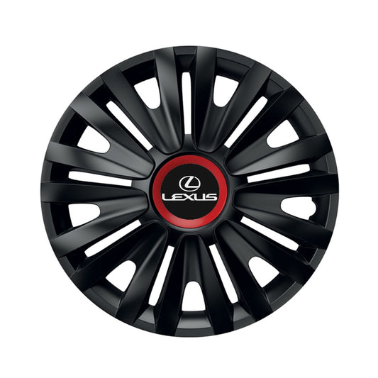Set 4 capace roti Negre Cu Inel Rosu Royal R14 Compatibil Cu Lexus