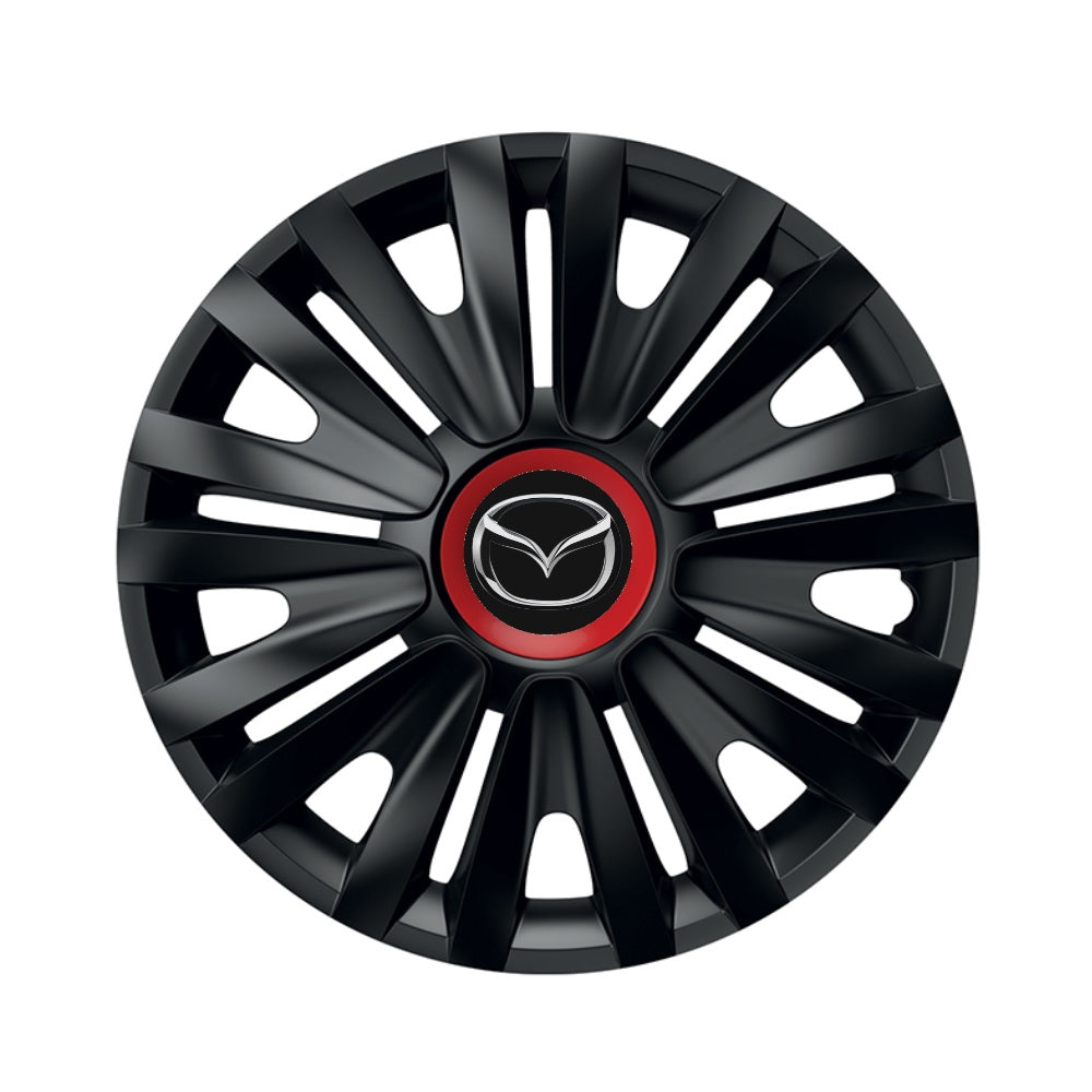 Set 4 capace roti Negre Cu Inel Rosu Royal R14 pentru gama auto Mazda