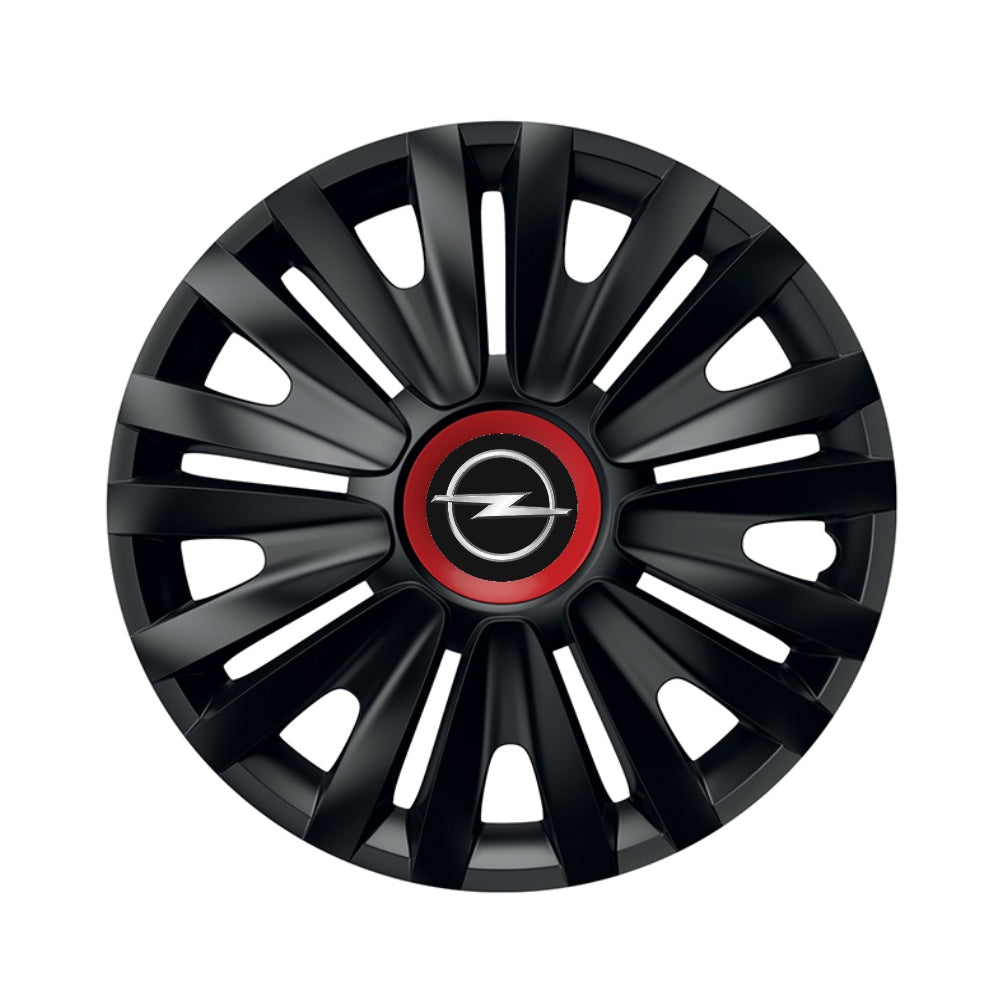Set 4 capace roti Negre Cu Inel Rosu Royal R14 Compatibil Cu Opel