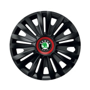 Set 4 capace roti Negre Cu Inel Rosu Royal R15 Compatibil Cu Skoda
