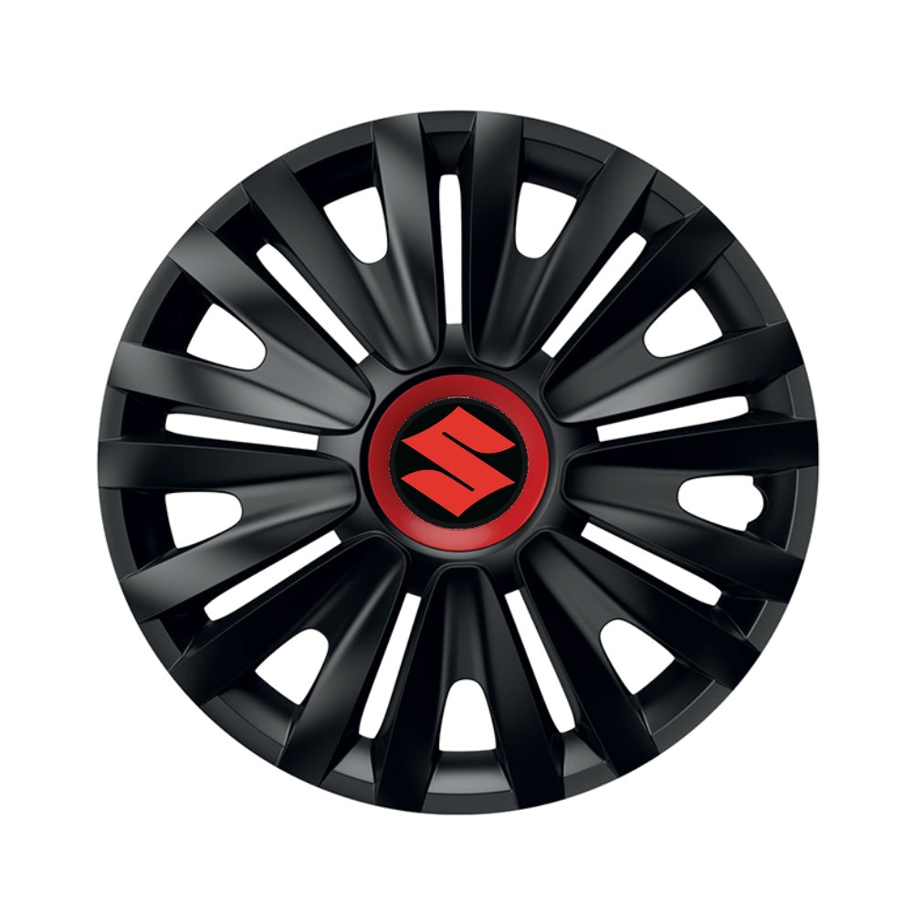 Set 4 capace roti Negre Cu Inel Rosu Royal R15 Compatibil Cu Suzuki