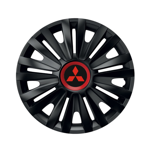 Set 4 capace roti Negre Cu Inel Rosu Royal R15 Compatibil Cu Mitsubishi
